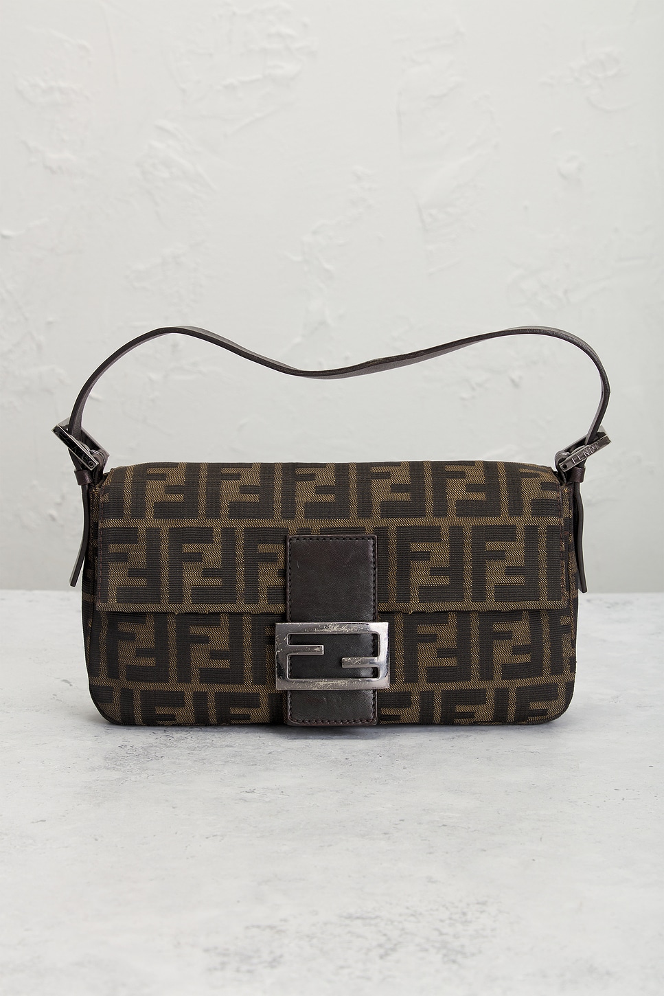 Pre-owned Fendi Zucca Baguette Shoulder Bag In Brown