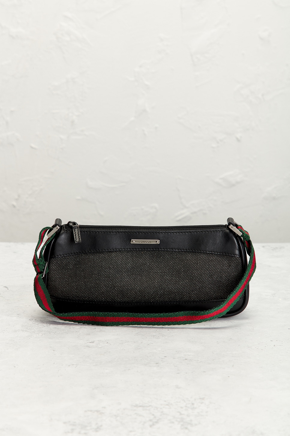 Pre-owned Gucci Denim Pochette Shoulder Bag In Black