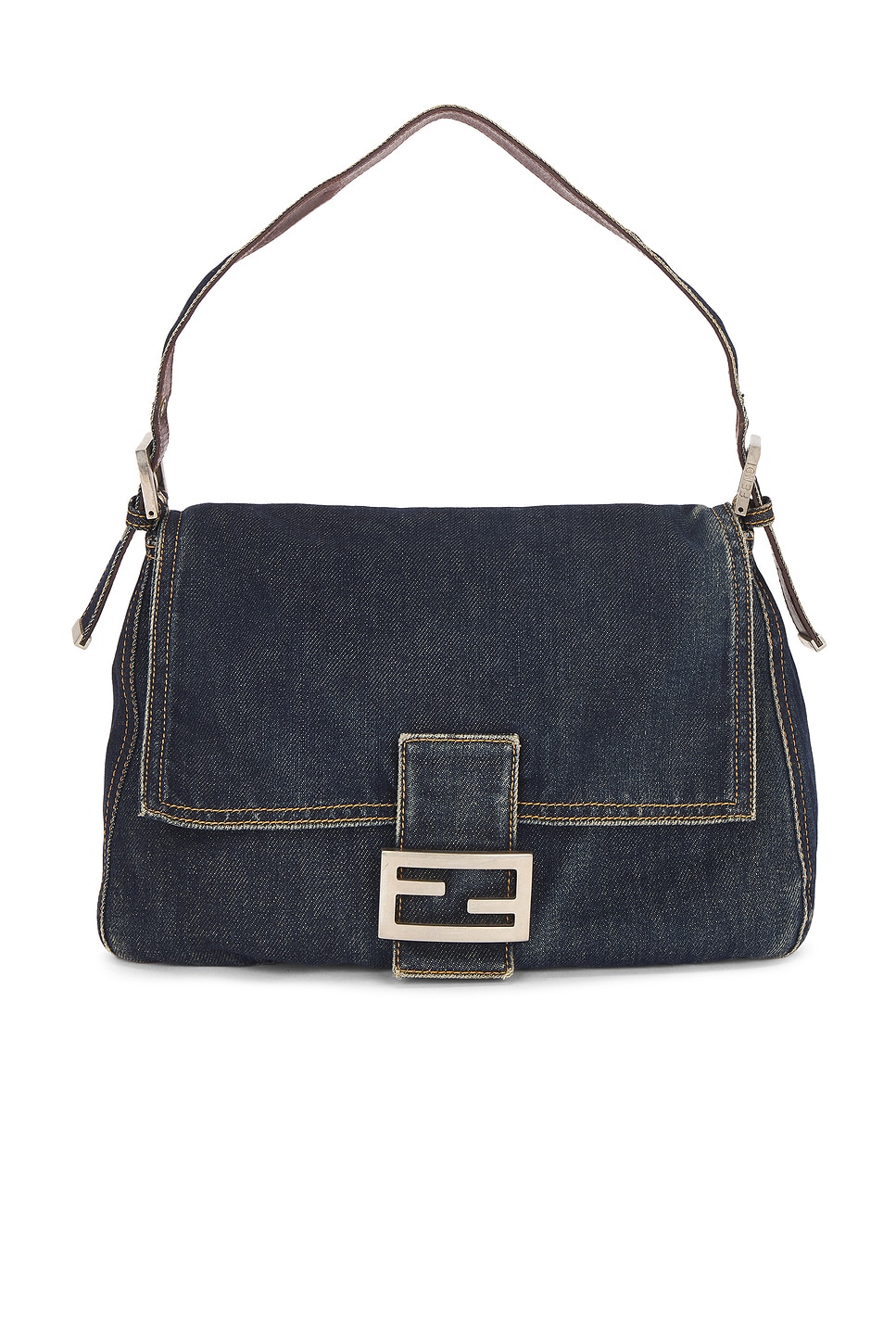 FWRD Renew Fendi Denim Mama Baguette Shoulder Bag
