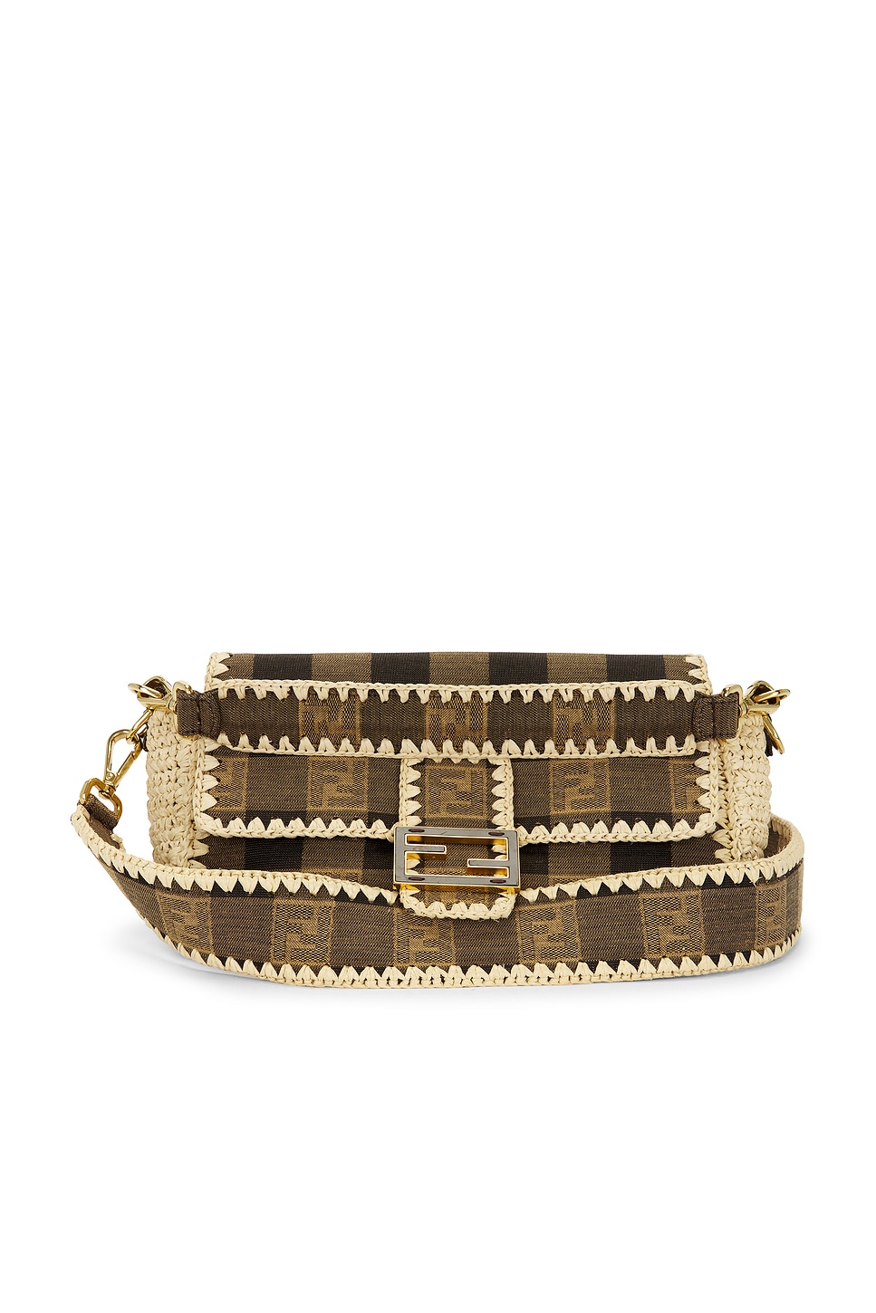 Fendi Pequin Baguette Shoulder Bag in Brown