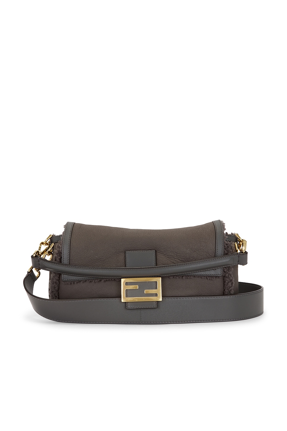 FWRD Renew Fendi Shearling Baguette Shoulder Bag