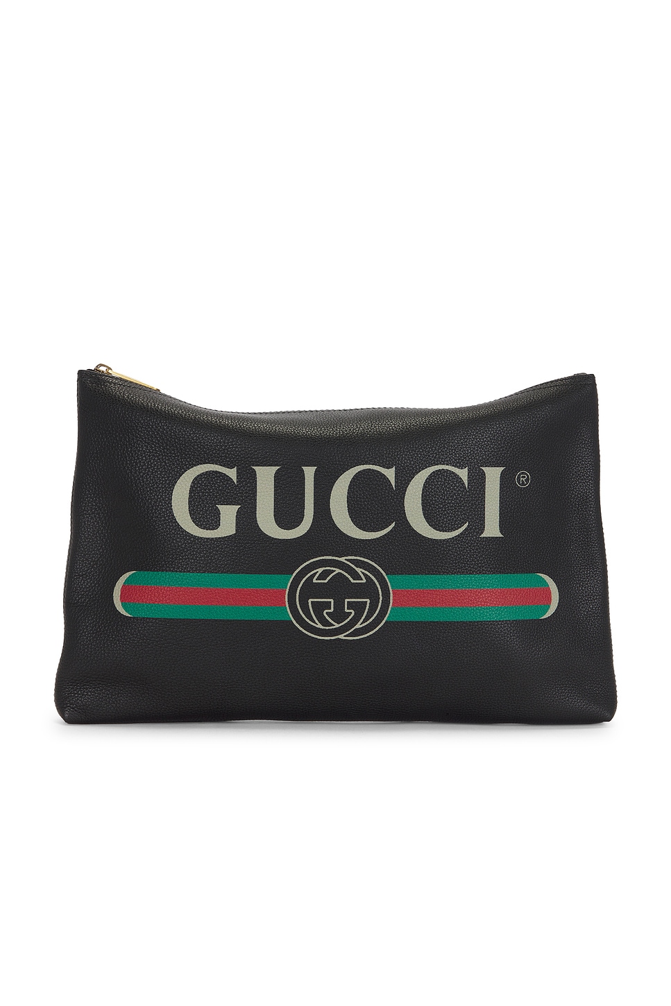 Pre-owned Gucci Logo Portfolio Clutch In Black