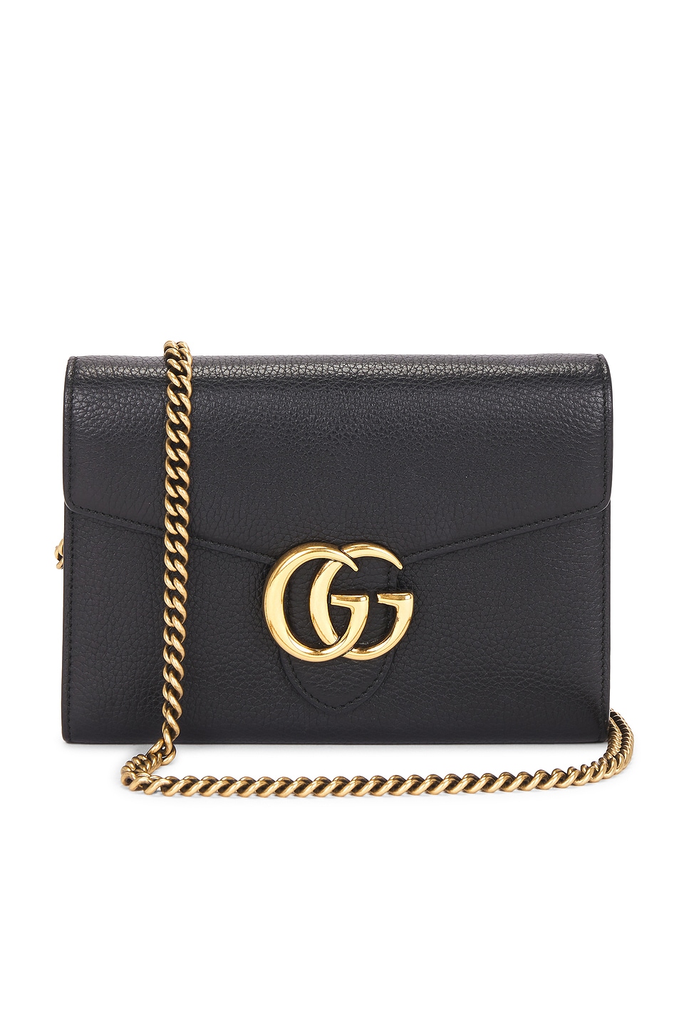 Pre-owned Gucci Gg Marmont Wallet On Chain In Black