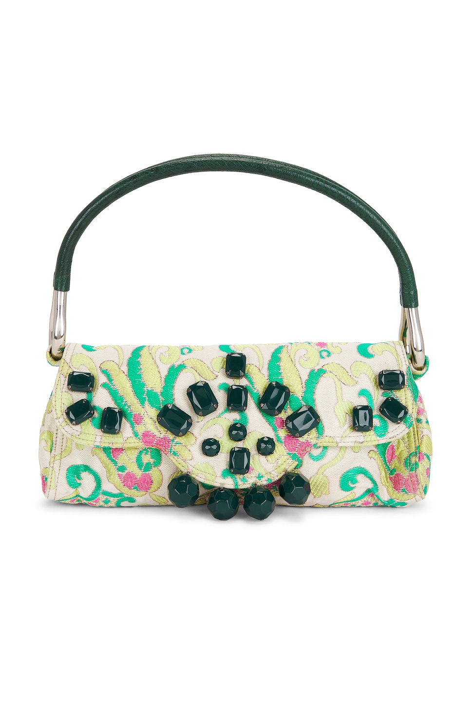 Prada Bouquet Castoni Swing Shoulder Bag in Green