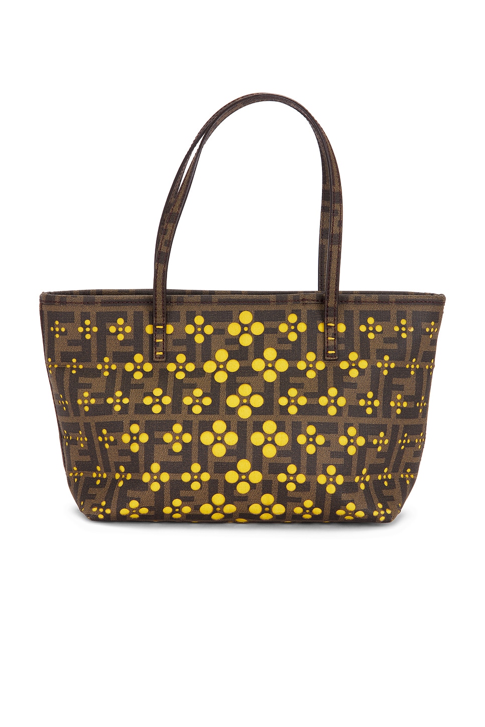 Fendi Zucca Flower-Perforated Roll Tote in Brown