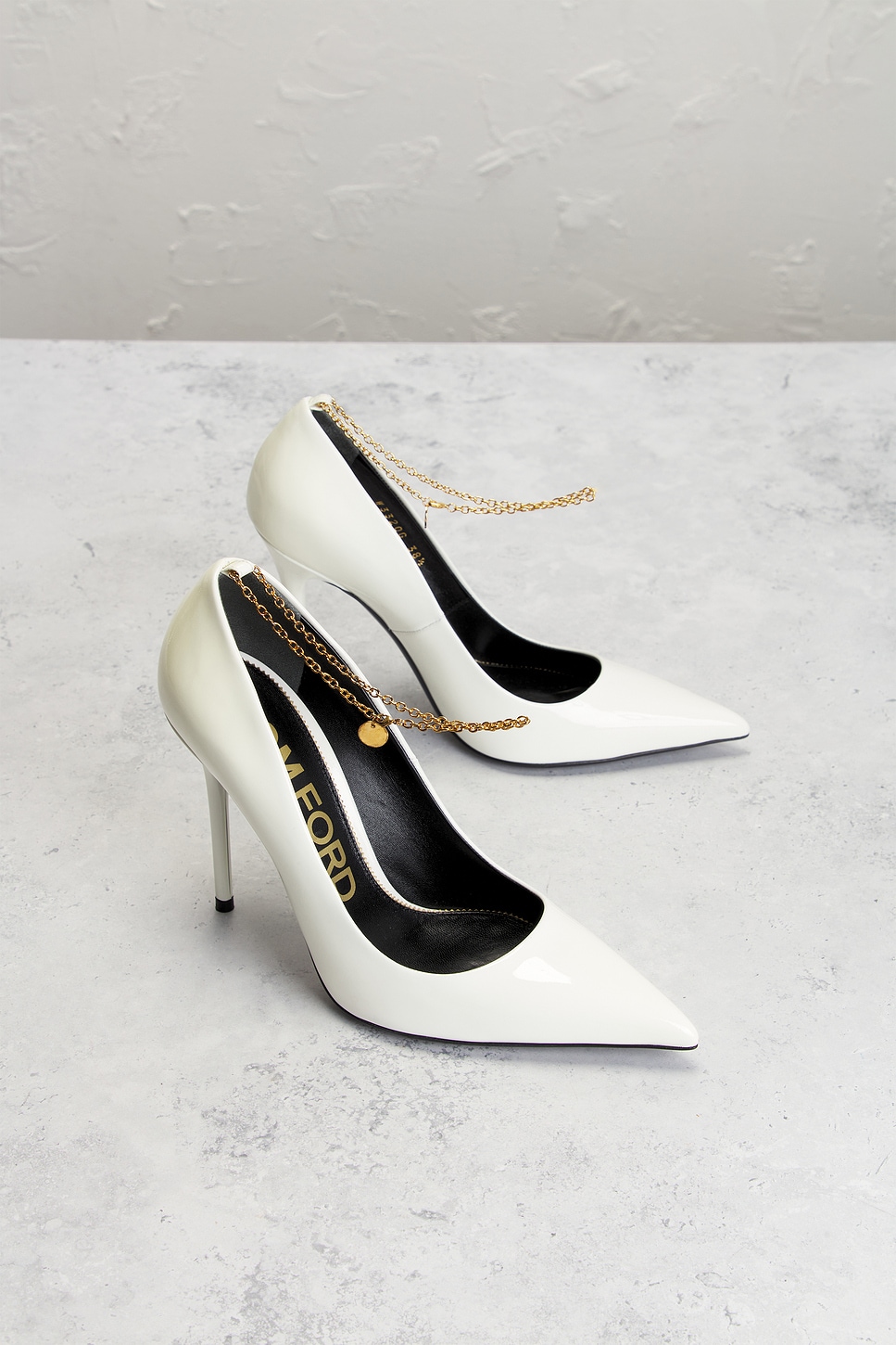Image 2 of FWRD Renew TOM FORD Patent Leather Chain Pump 105 in White