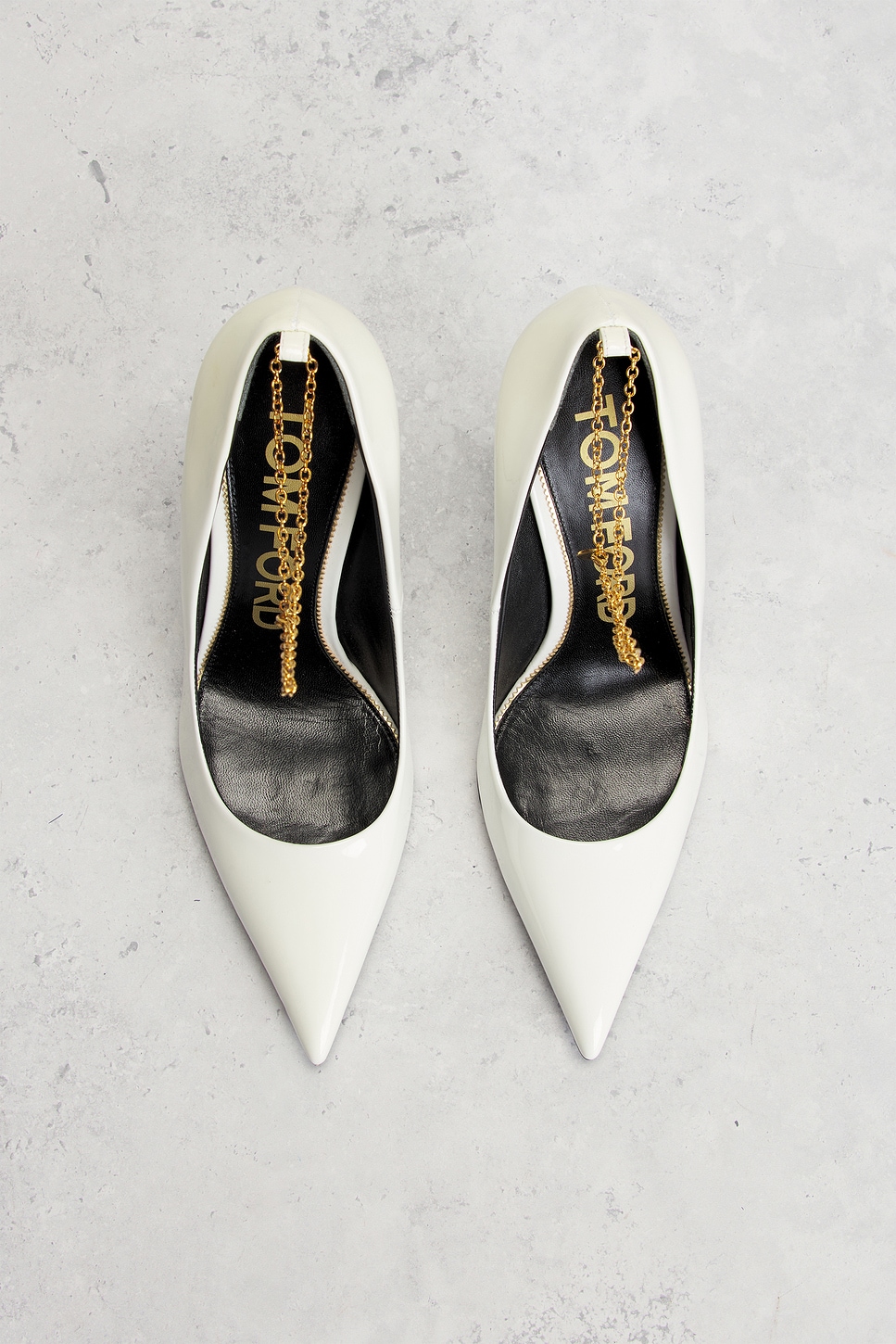 Image 4 of FWRD Renew TOM FORD Patent Leather Chain Pump 105 in White