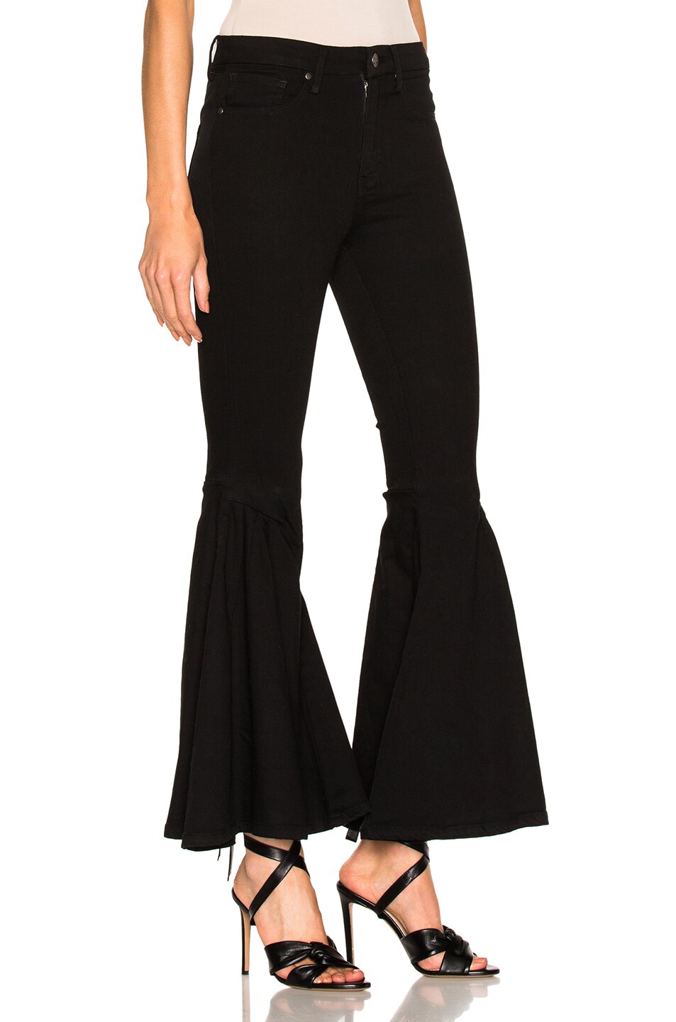 Frankie High Rise Flare with Back Opening Slits in Black | FWRD