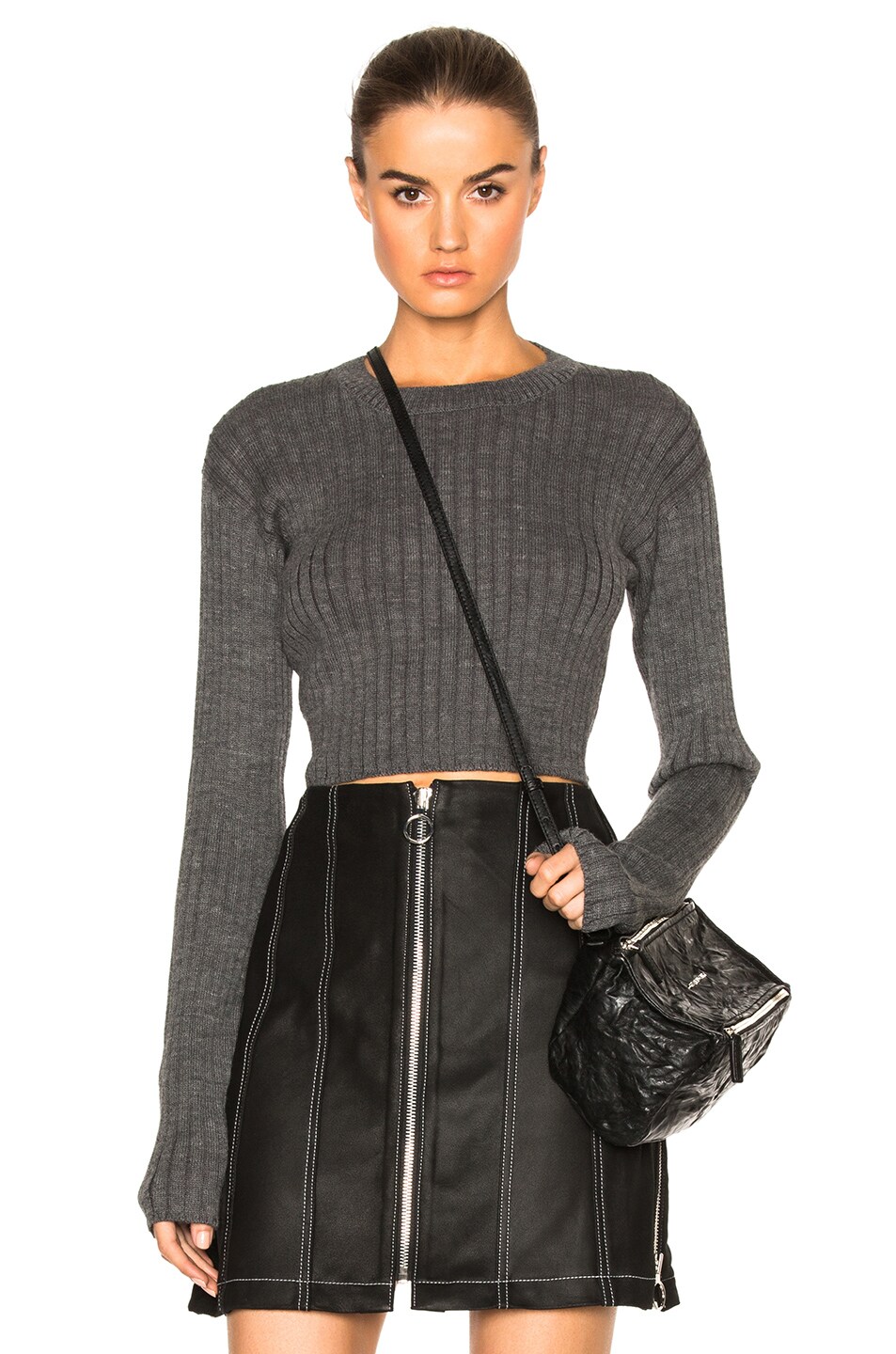 Image 1 of Frankie Alpaca Cropped Sweater in Grey