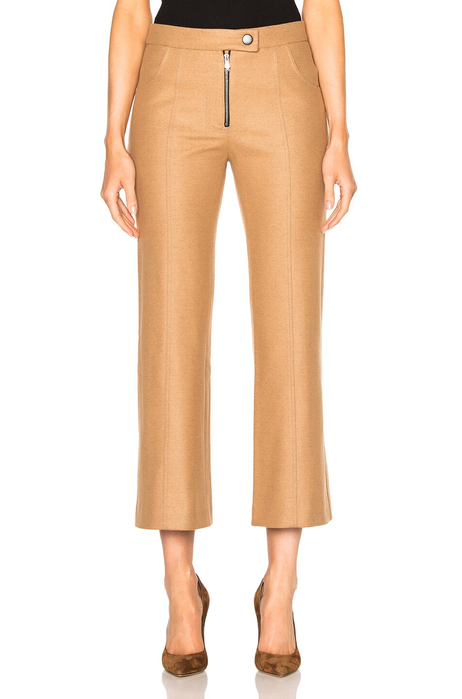Image 1 of Frankie Cropped Wool Flare Pants in Camel