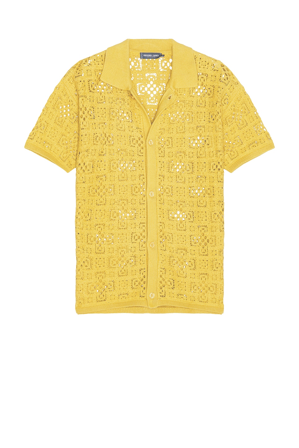 Image 1 of Frescobol Carioca Raul Crochet Cardigan Shirt in Lemon