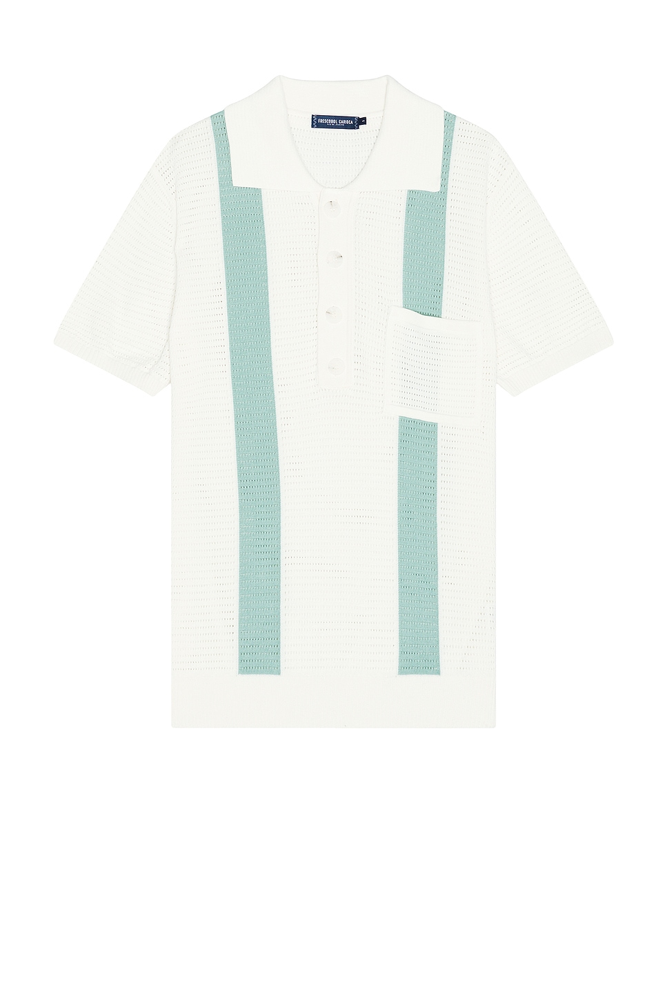 Image 1 of Frescobol Carioca Clemente Crochet Polo in White Sand & Dark Mineral