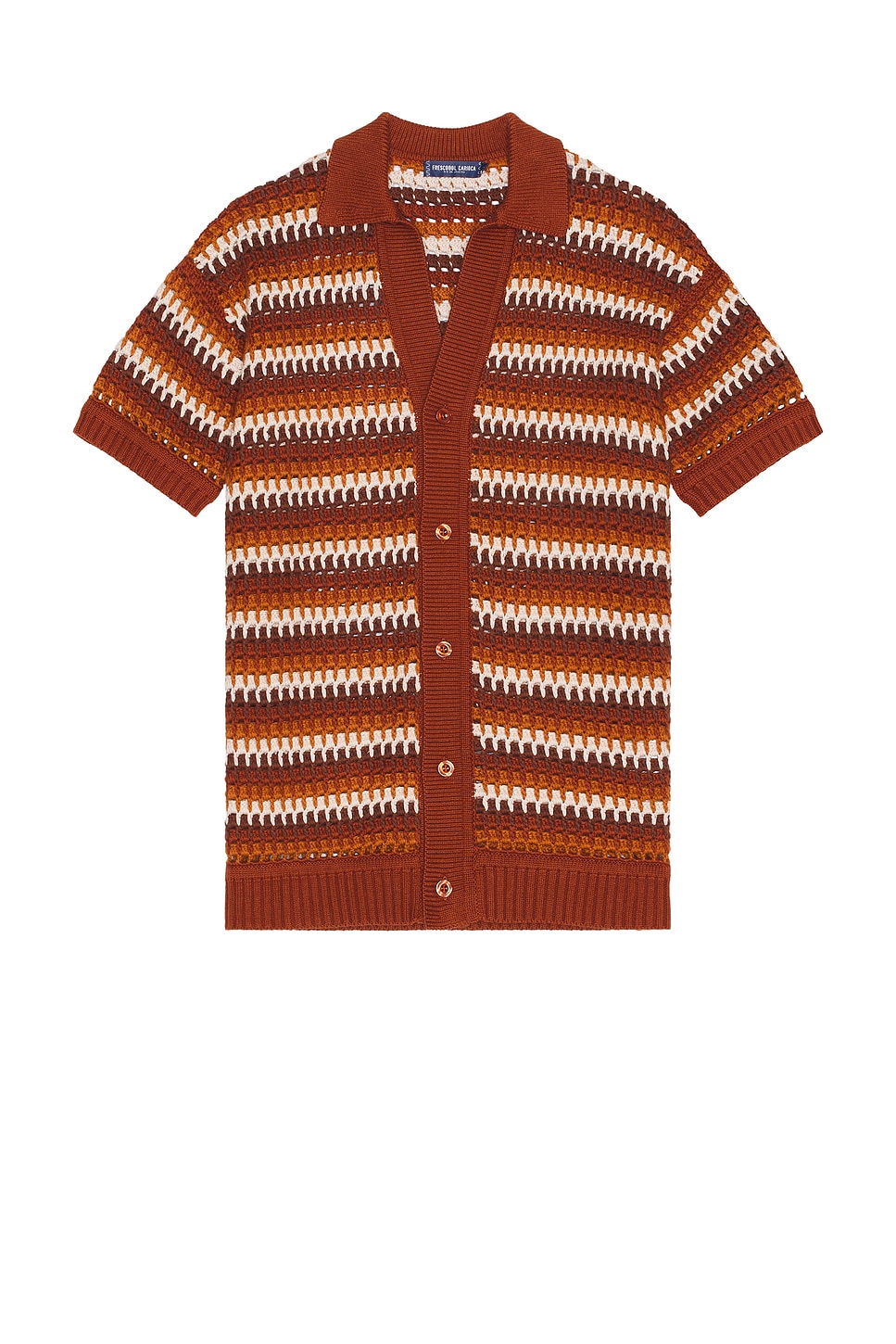 Image 1 of Frescobol Carioca Pinto Crochet Shirt in Silk Brown