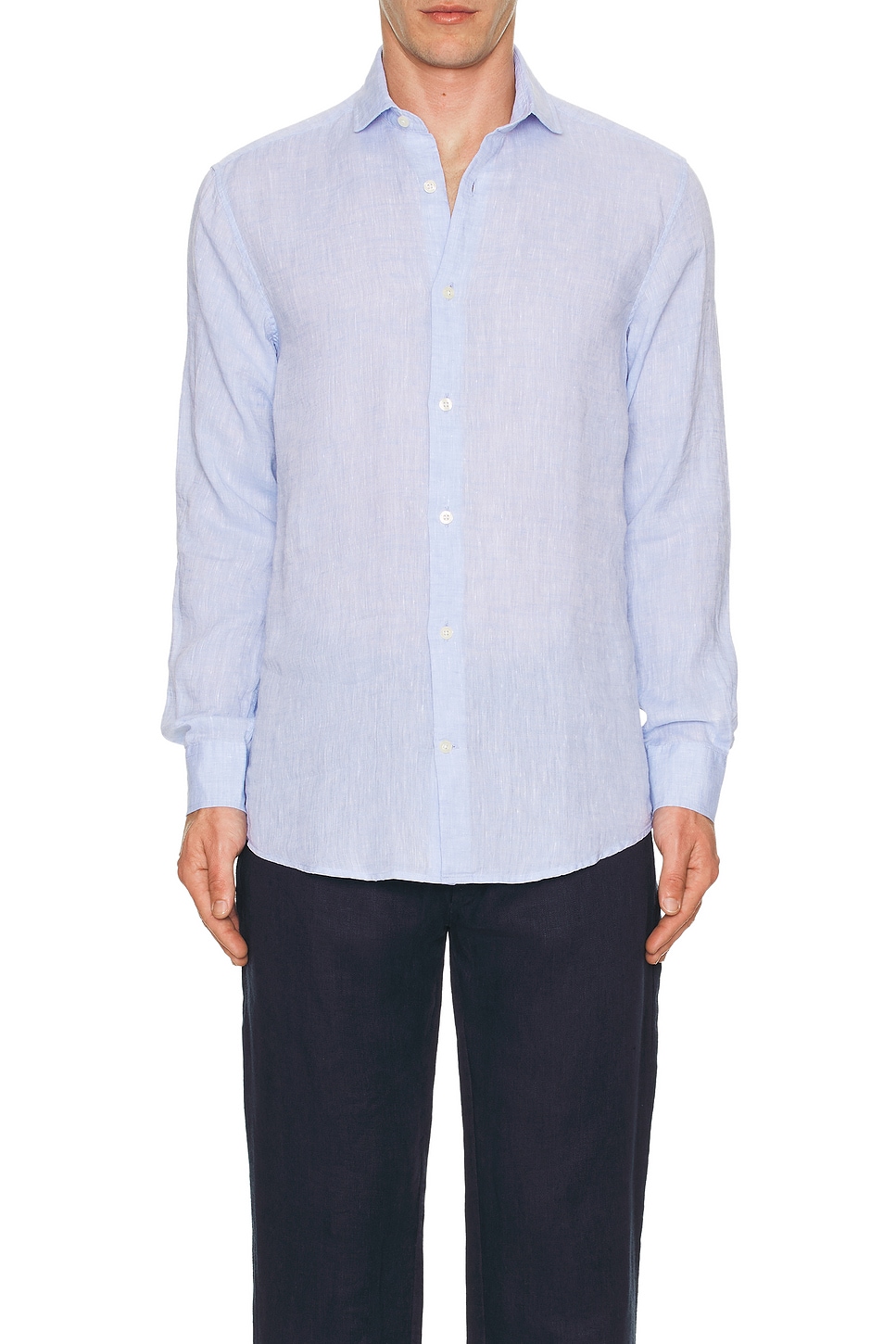 Image 1 of Frescobol Carioca Antonio Linen Shirt in Baby Blue