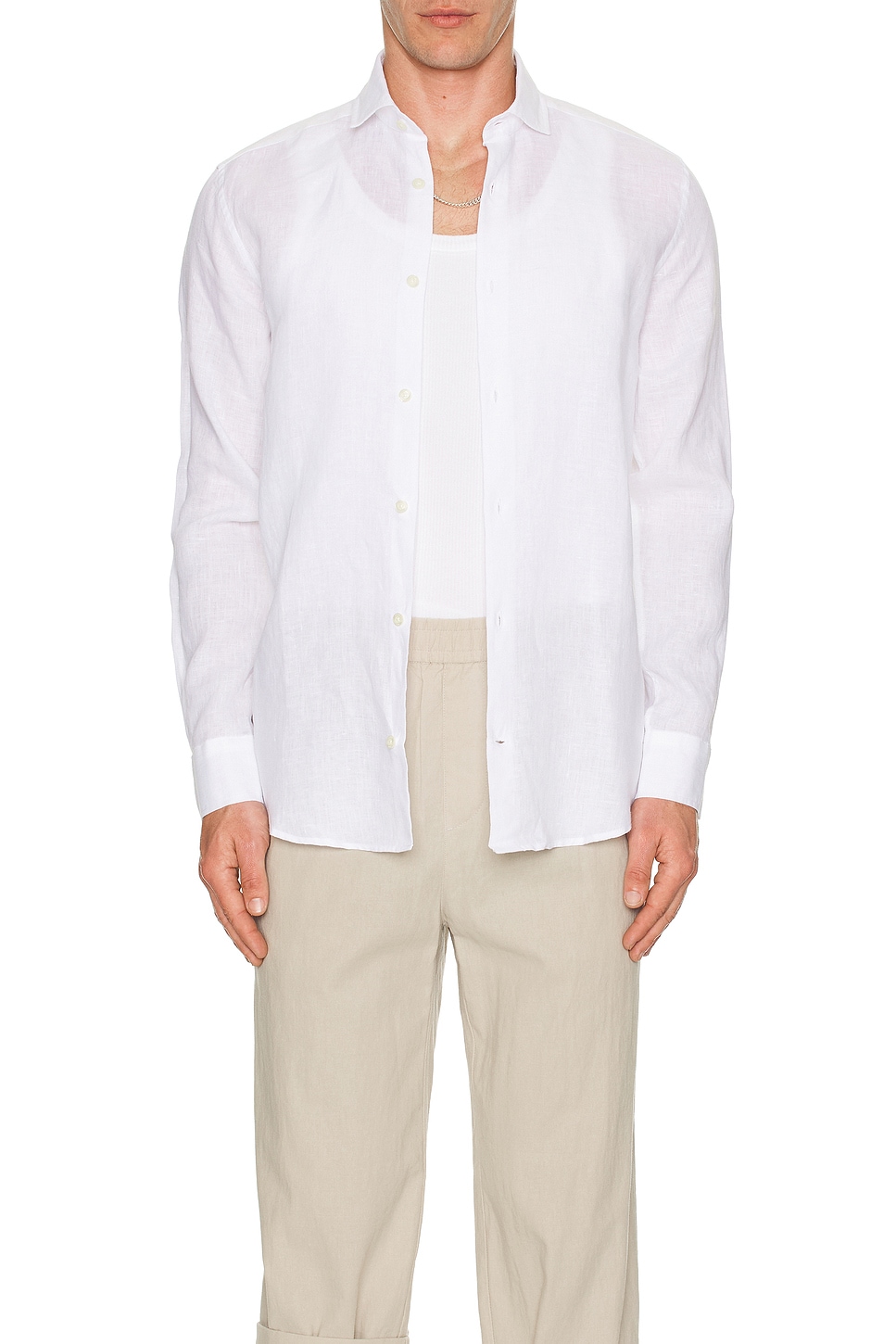 Image 1 of Frescobol Carioca Antonio Linen Shirt in White