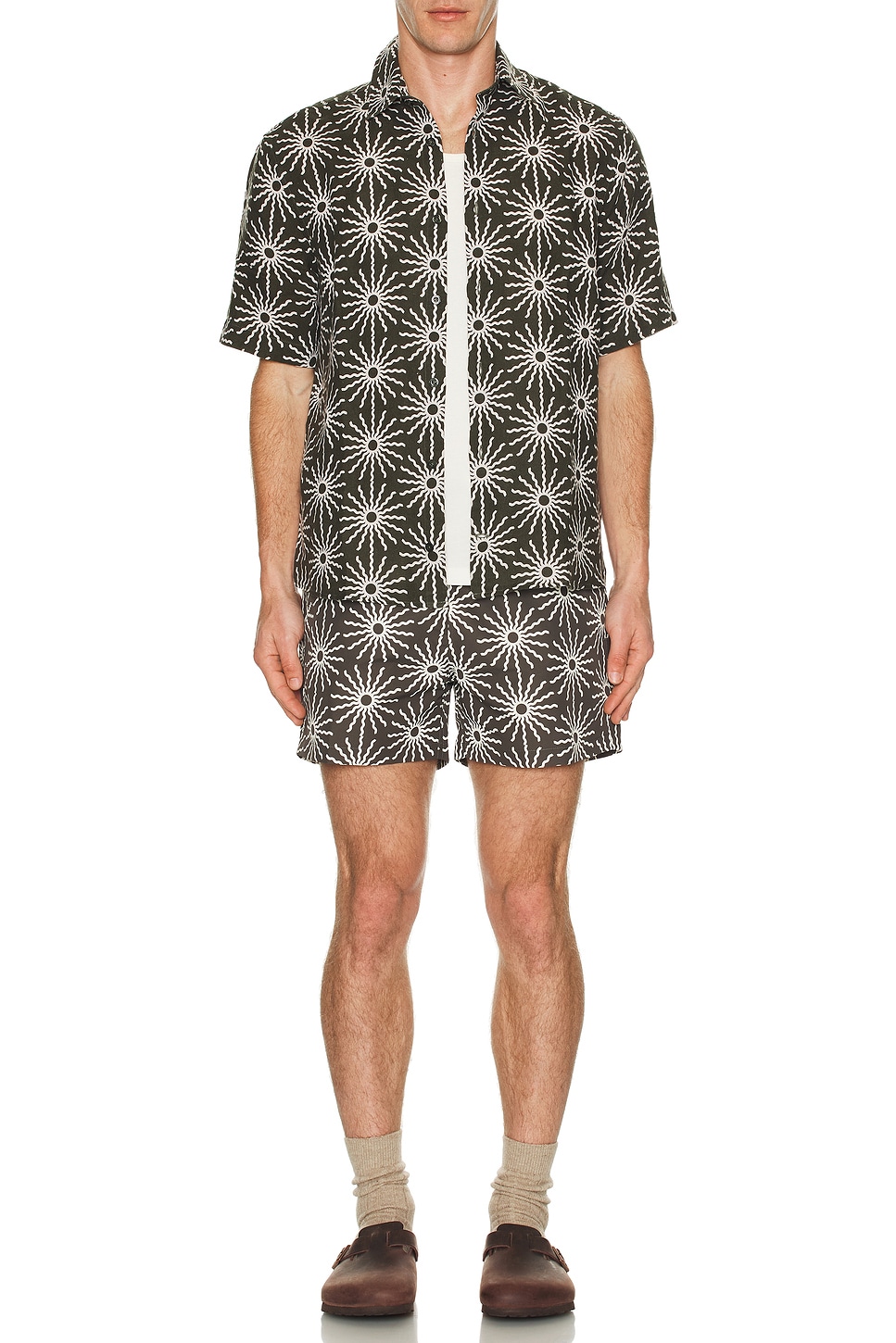 Image 1 of Frescobol Carioca Castro Linen Copa Sol Printed Shirt in Seawood