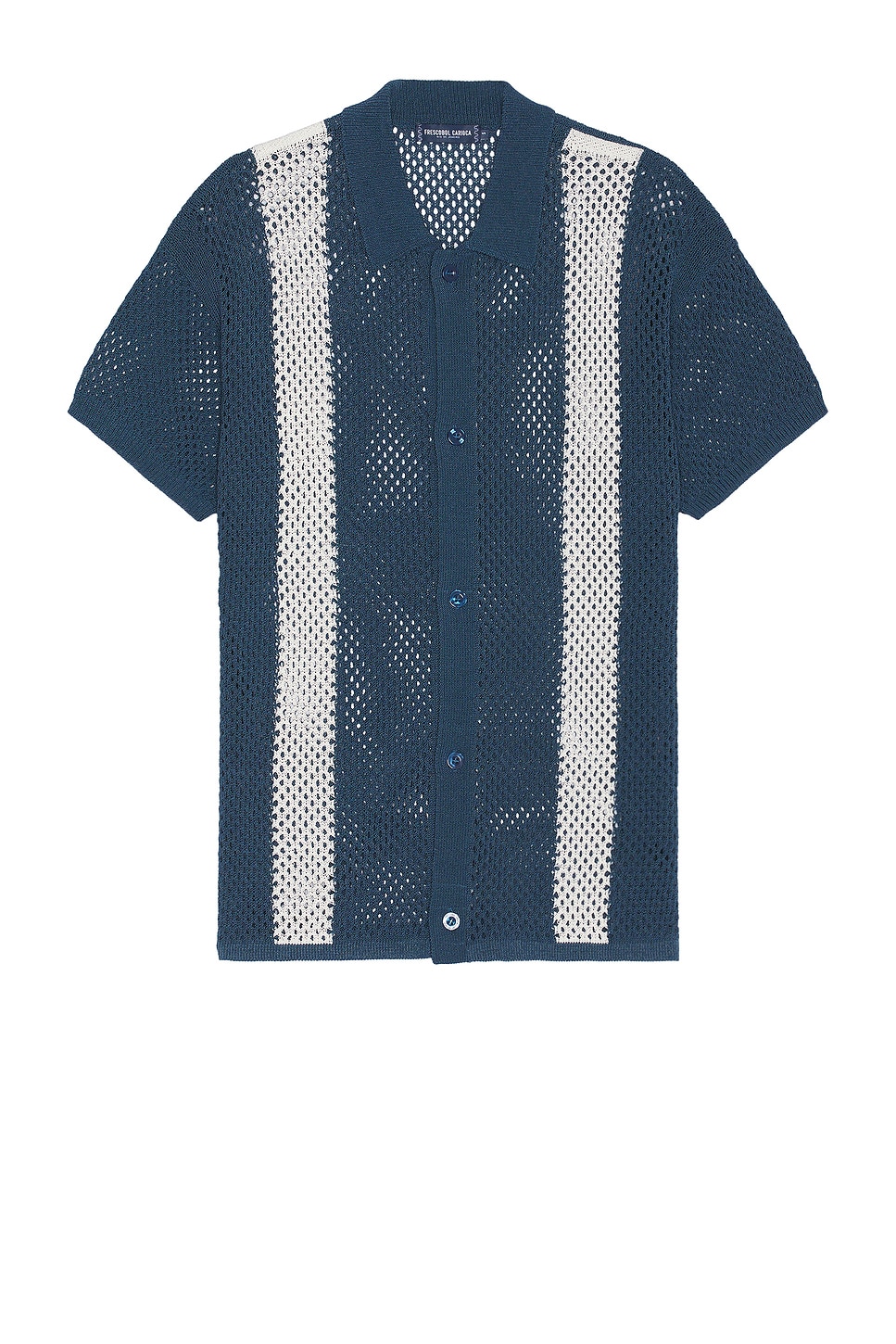 Image 1 of Frescobol Carioca Castillo Short Sleeve Crochet Cardigan in Perennial Blue