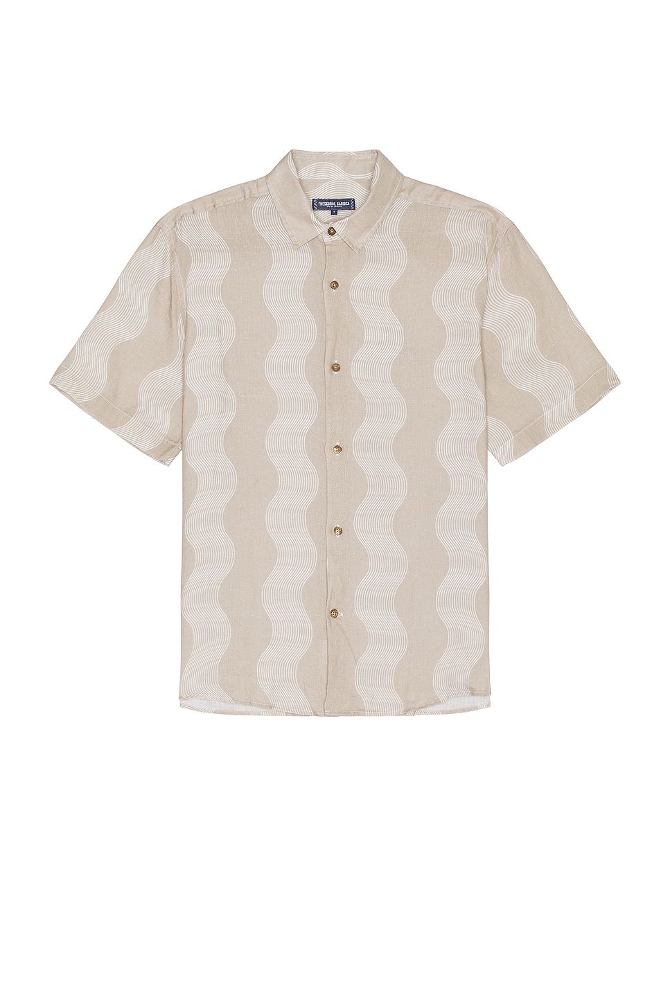 Castro Cabana Stripe Linen Classic Shirt in Brown