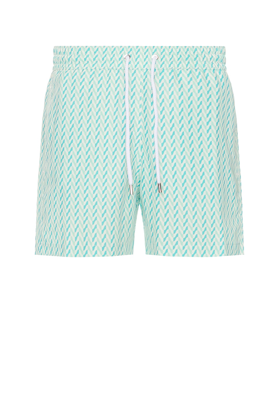 Image 1 of Frescobol Carioca Sport Copacabana Herringbone Swim Short in White Sand & Club Green