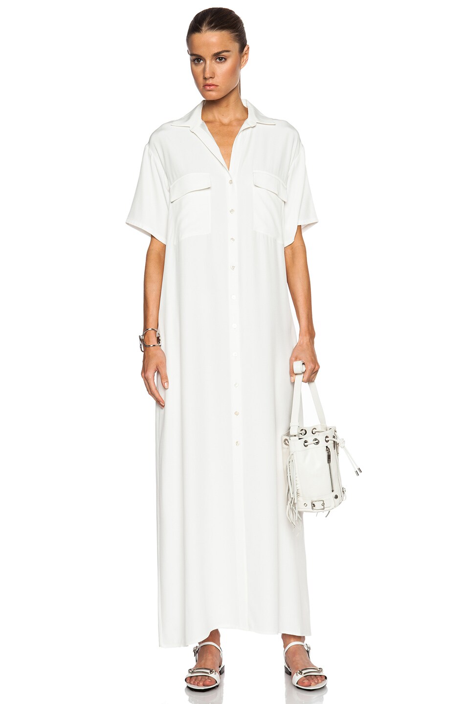 Image 1 of FRAME Denim Le Shirt Dress in Off White