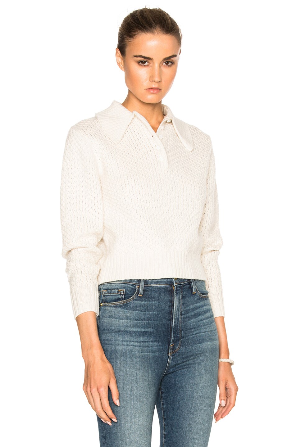Image 1 of FRAME Denim Button Back Sweater in Chalk