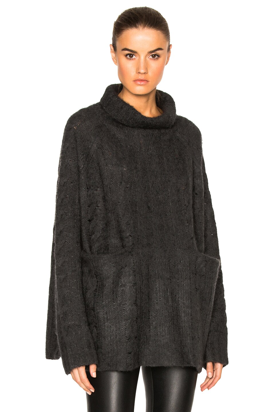 Image 1 of FRAME Denim Oversized Turtleneck Sweater in Charcoal