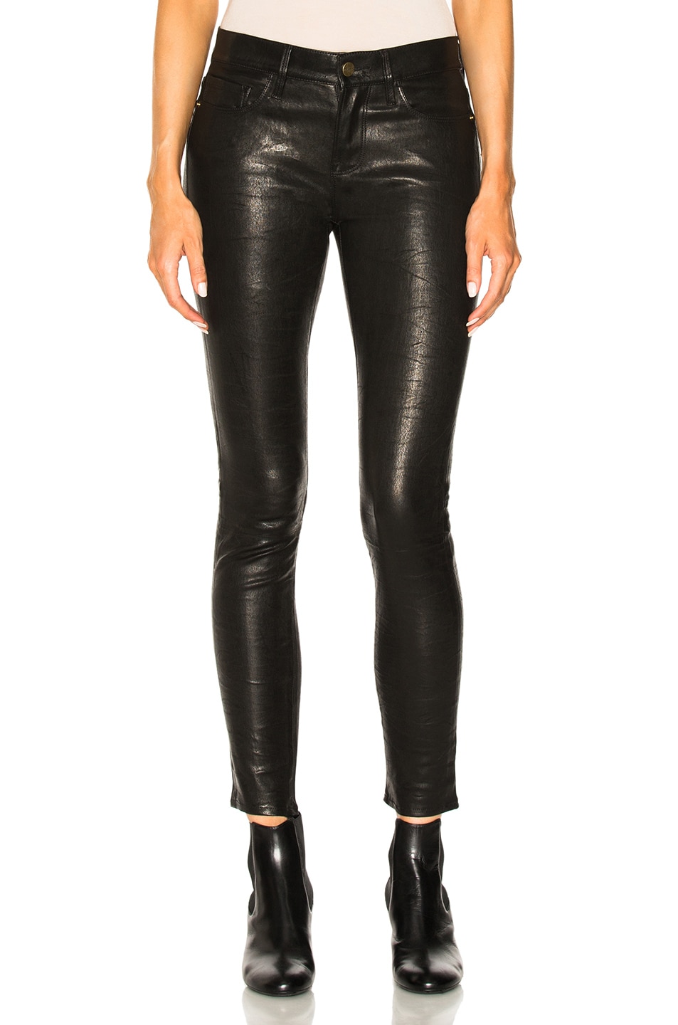 Image 1 of FRAME Denim Leather Le Skinny De Jeanne in Washed Black