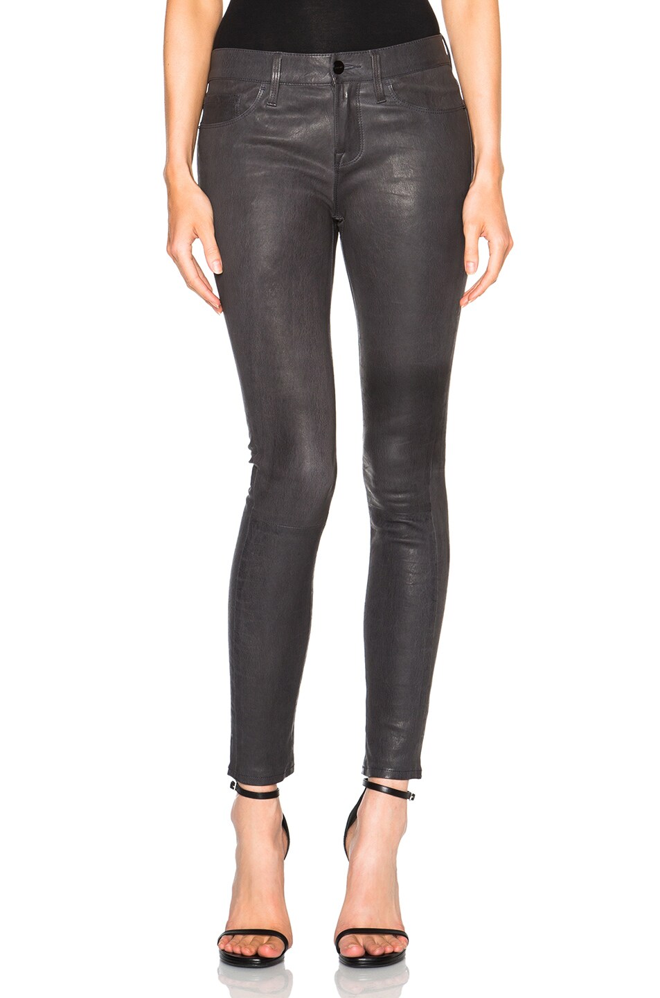 Image 1 of FRAME Denim Skinny De Jeanne Leather Pants in Charcoal