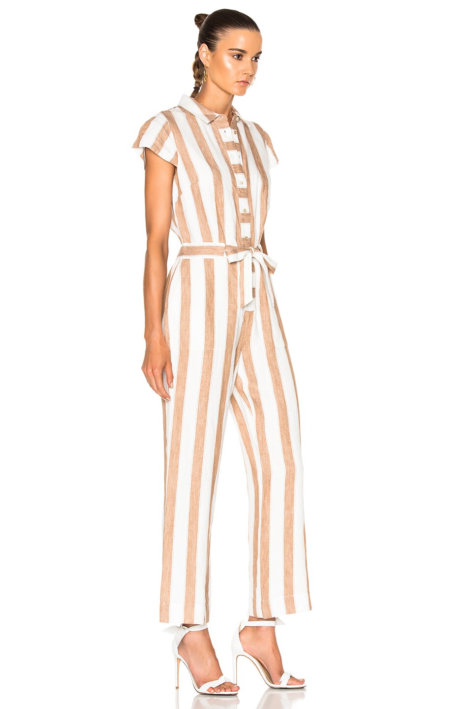 FRAME Denim Easy Jumpsuit in Off White & Faun FWRD