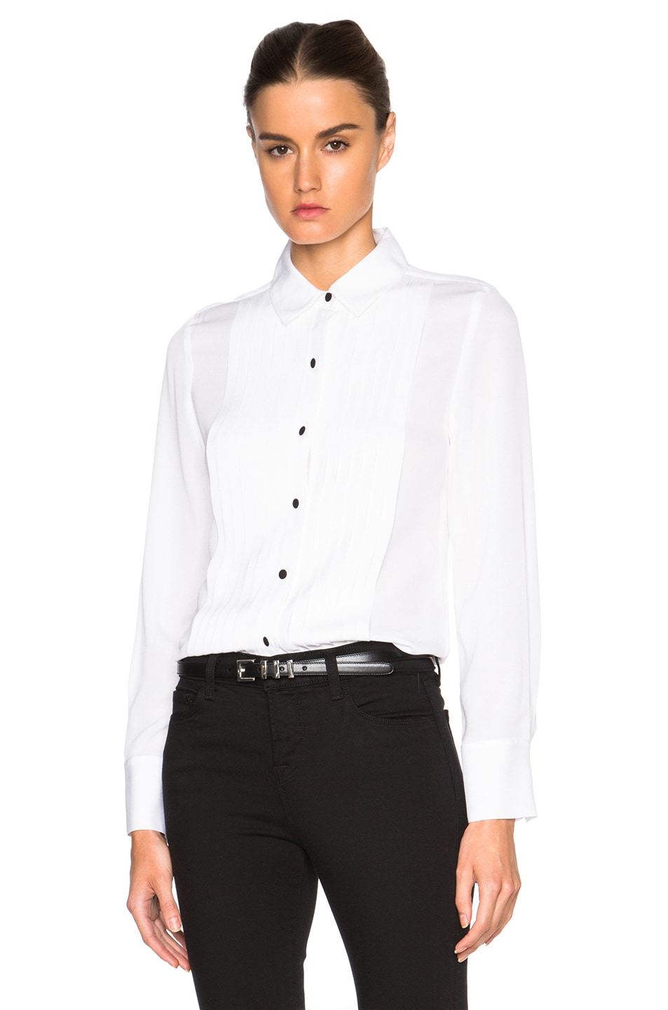 Image 1 of FRAME Denim Tuxedo Top in Blanc
