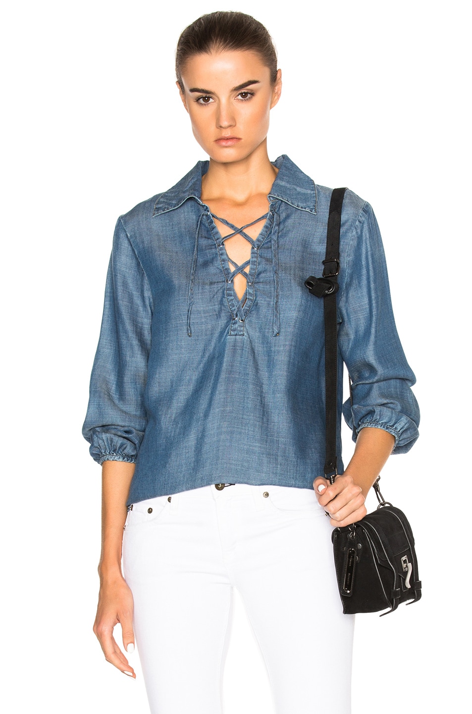 Image 1 of FRAME Denim Lace Up Top in Hadley