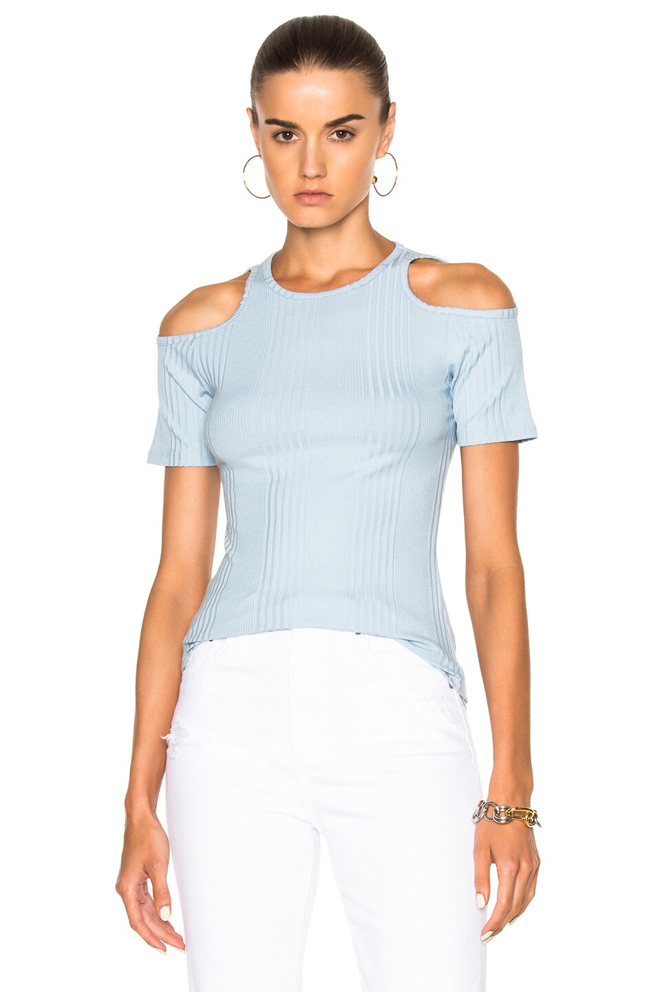 Image 1 of FRAME Denim Variegated Cut Out Tee in Sky