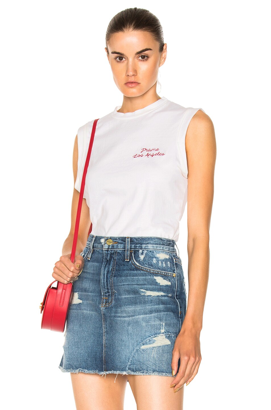 Image 1 of FRAME Denim Muscle Shirtail Tee in Off White