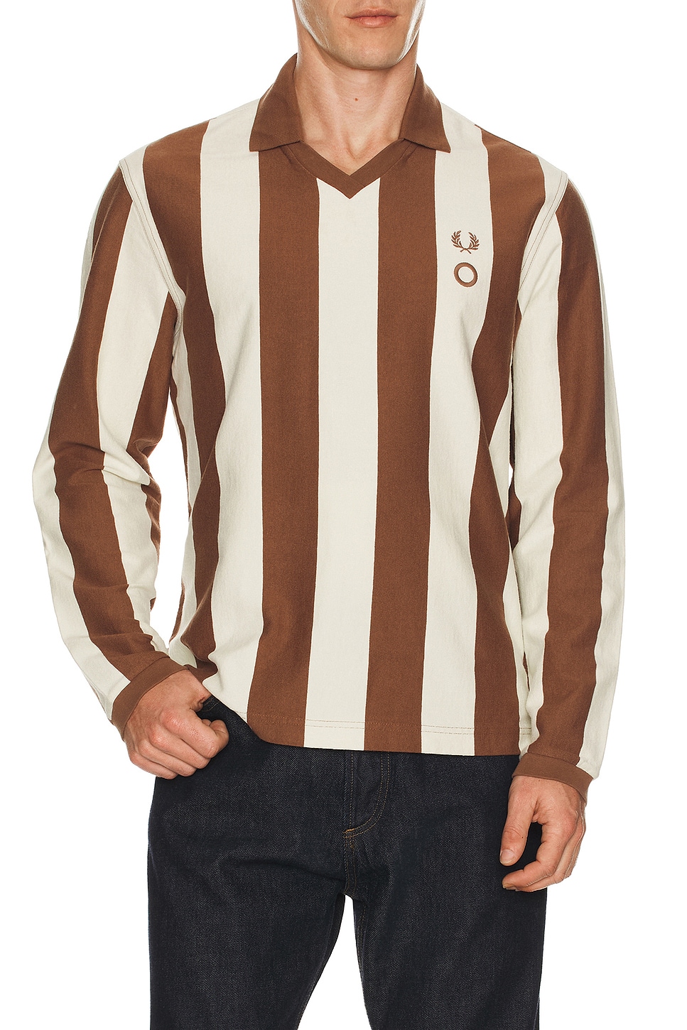 Image 1 of Fred Perry x Craig Green Heavy Weight Long Sleeve Polo Shirt in Uniform Brown