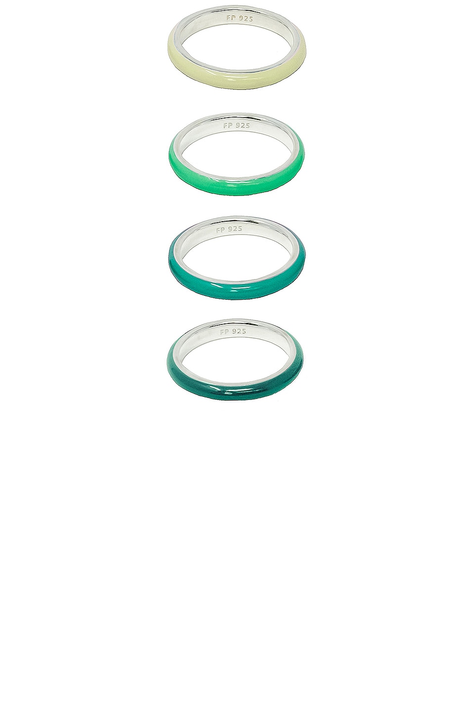 Image 1 of FRY POWERS Set of 4 Ombre Enamel Rings in Green Ombre