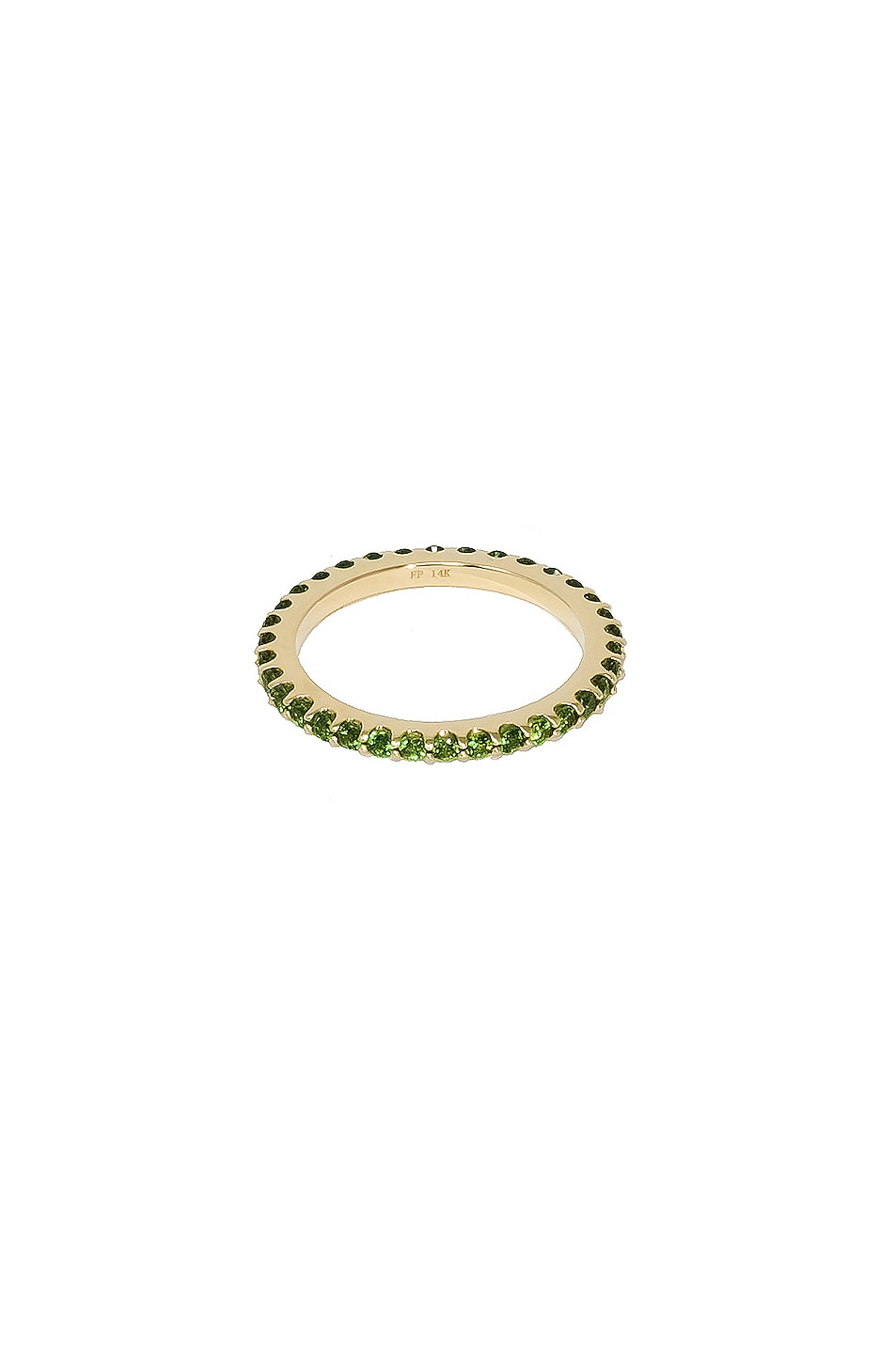 Image 1 of FRY POWERS Pave Gem Stacking Ring in Green Tsavorite & 14K Yellow Gold