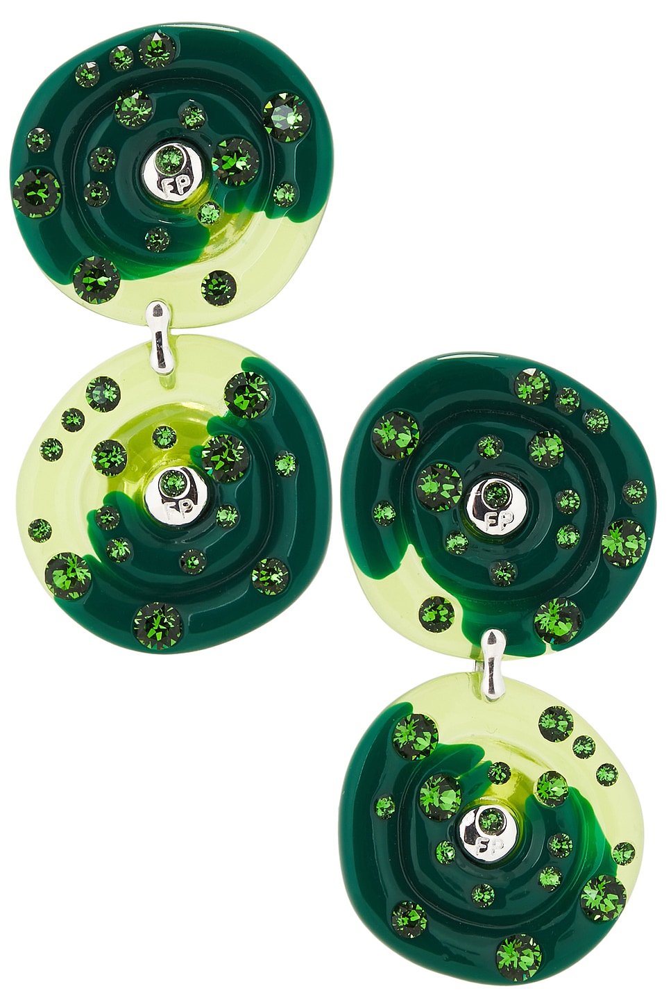 Fry Powers Sun Powers Crystal Drop Earrings In Green