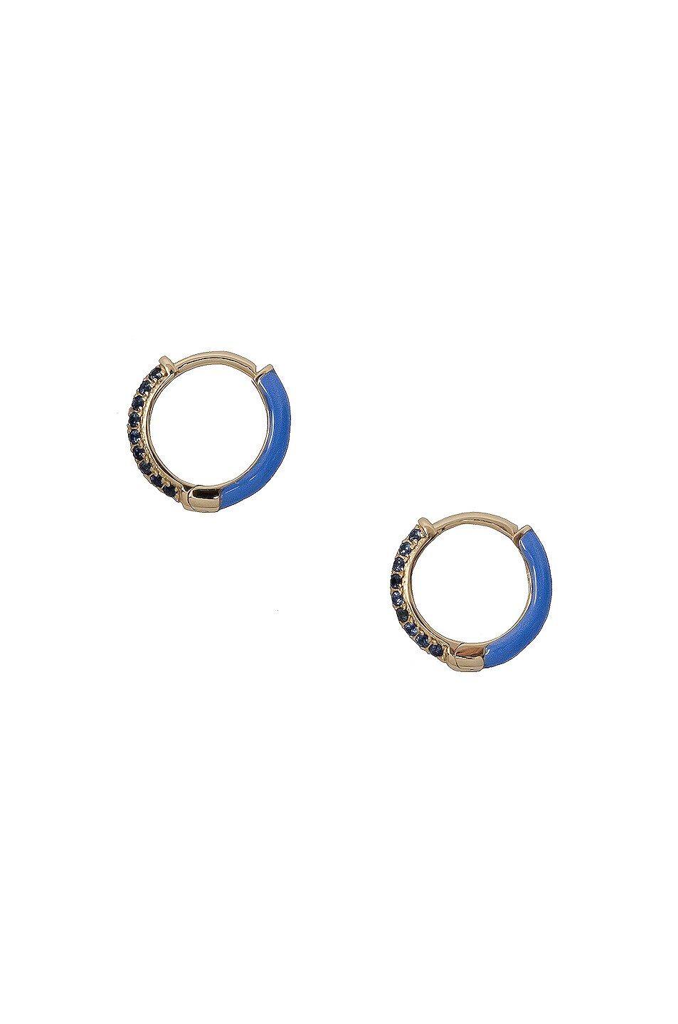 Image 1 of FRY POWERS Enamel Sparkle Huggie Earrings in Very Violet & Blue Sapphire