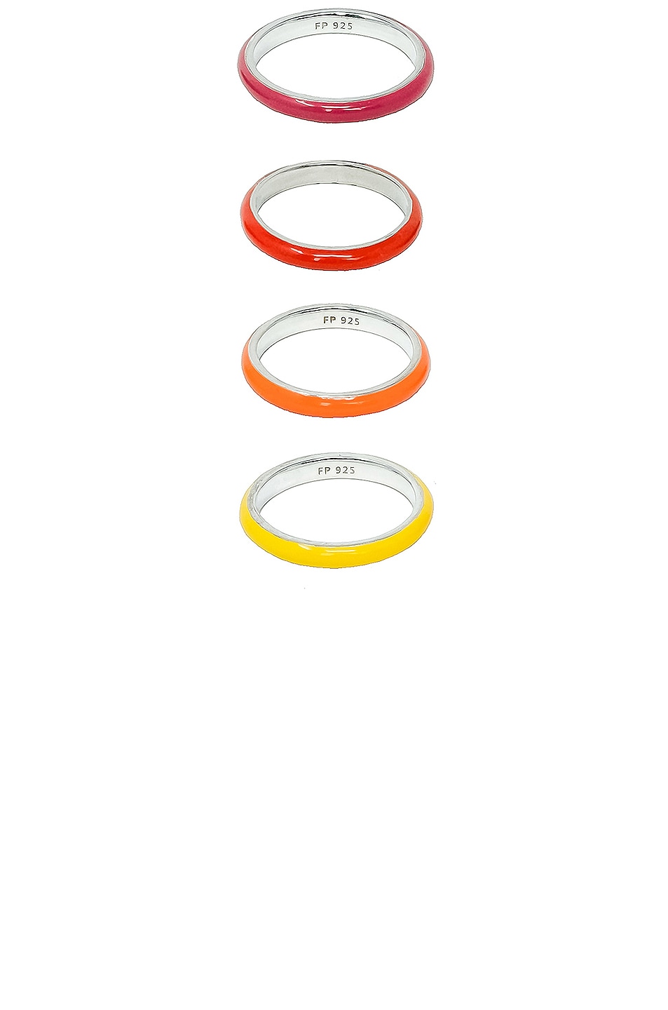 Image 1 of FRY POWERS The Warm Set of 4 Unicorn Rainbow Enamel Rings in Multi