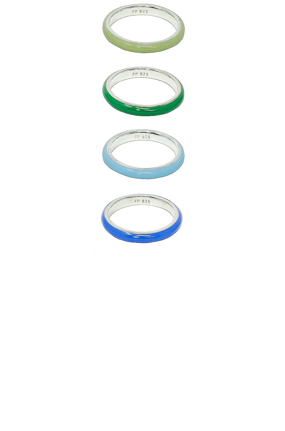 Image 1 of FRY POWERS The Cool Set of 4 Unicorn Rainbow Enamel Rings in Multi