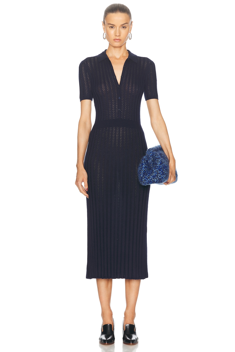 Image 1 of Gabriela Hearst Elvis Shirt Dress in Dark Navy