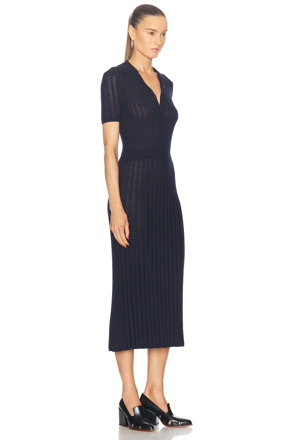Gabriela Hearst Elvis Cashmere And Silk Shirt Dress In Dark Navy