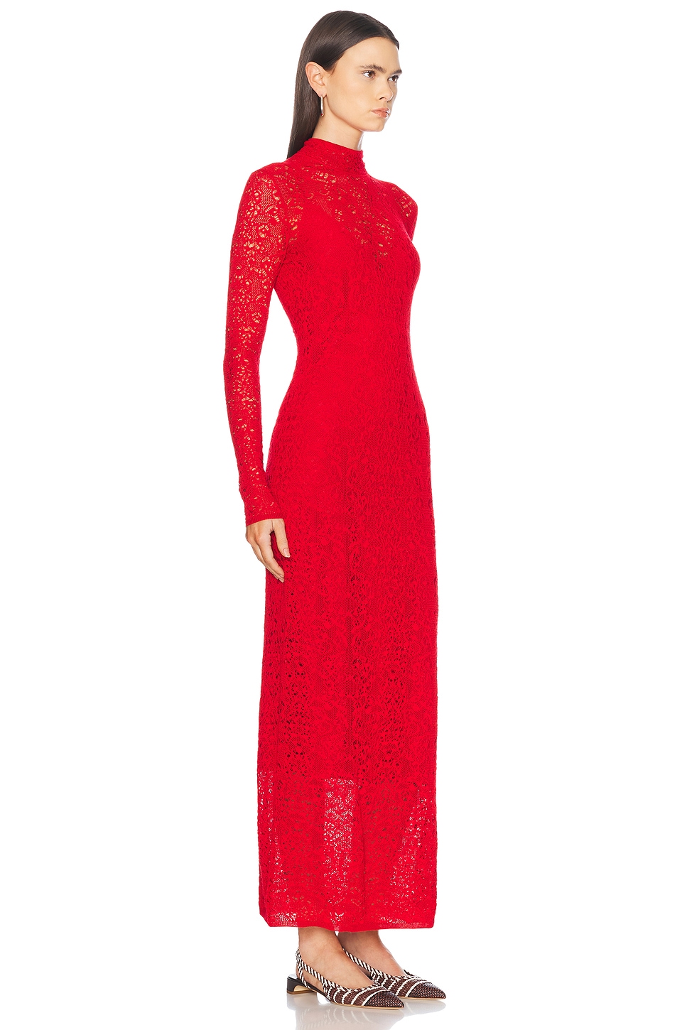 Gabriela Hearst Lethe Pointelle Knit Maxi Dress In Scarlet Red Virgin Wool Silk In Scarlet Red