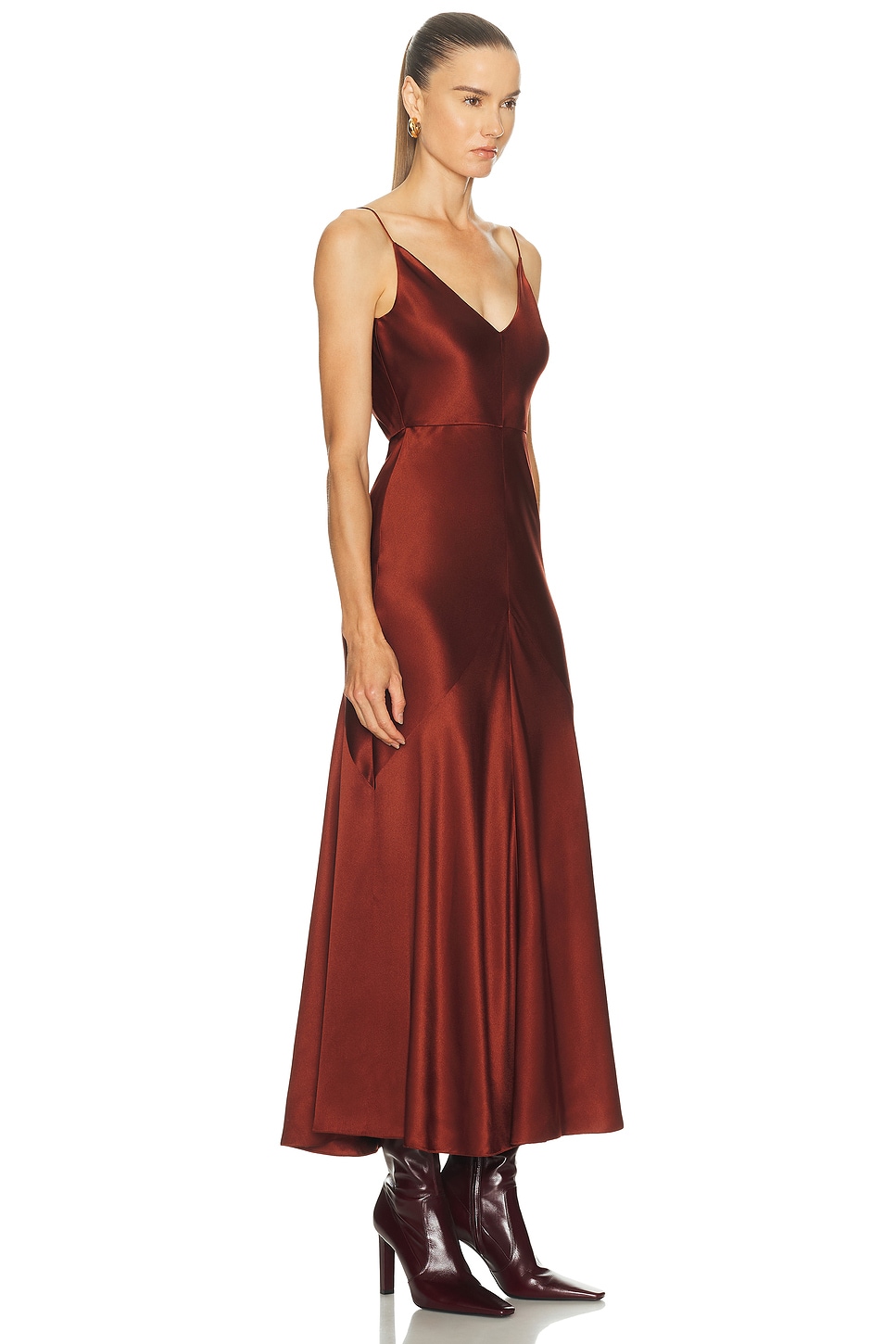 Gabriela Hearst Brigita Dress In Burnt Sienna Double Satin In Brown