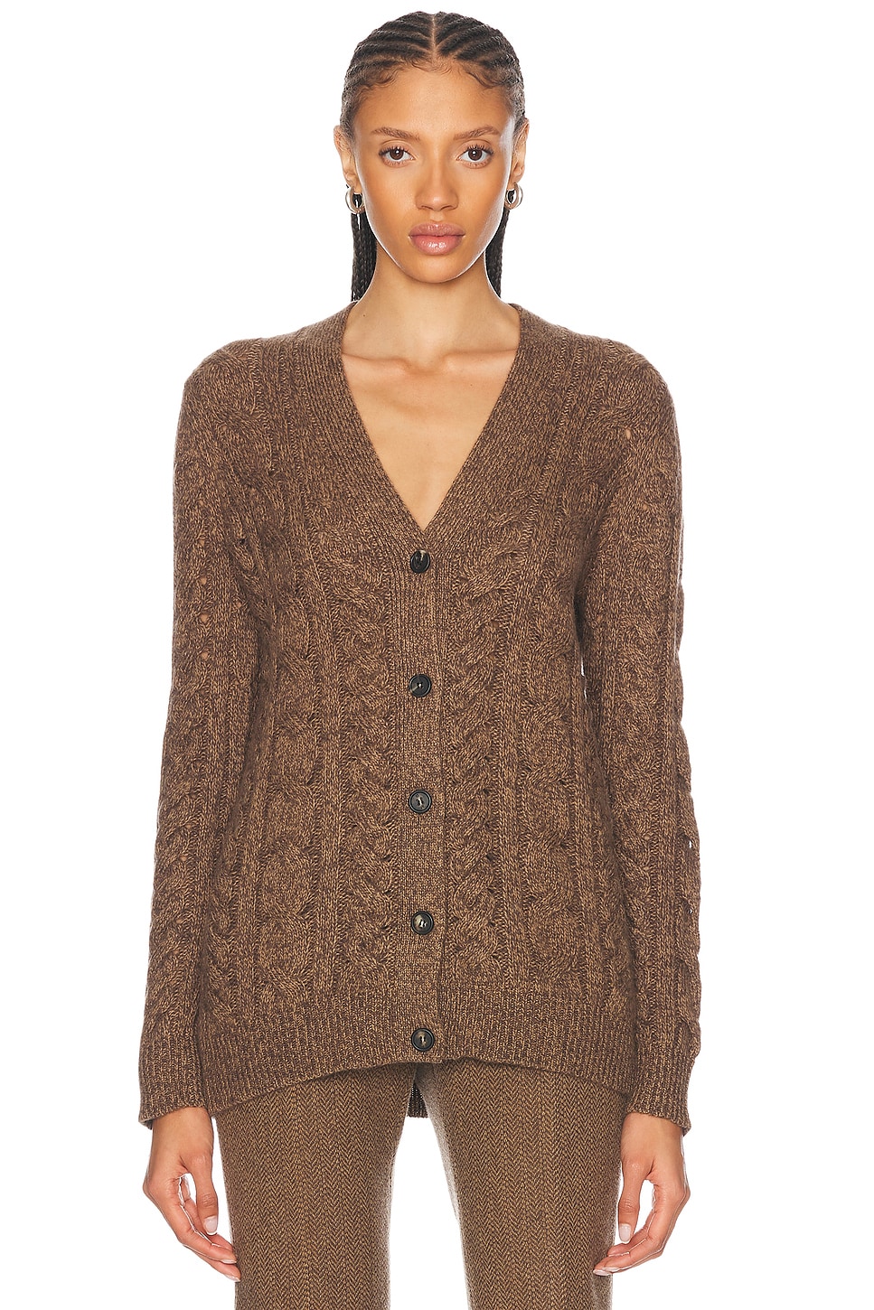 Shop Gabriela Hearst Lord Cardigan In Chocolate Multi