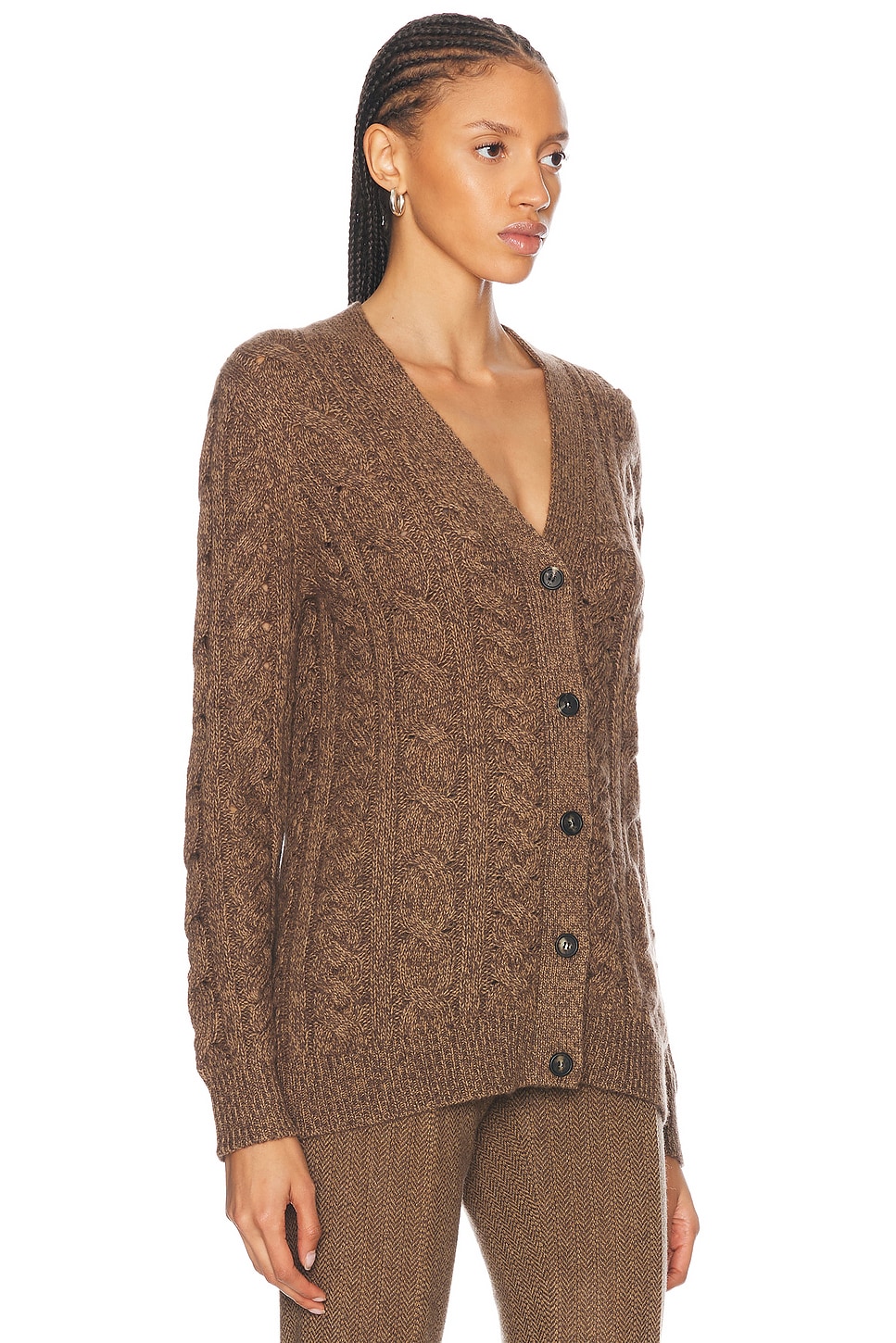 Shop Gabriela Hearst Lord Cardigan In Chocolate Multi