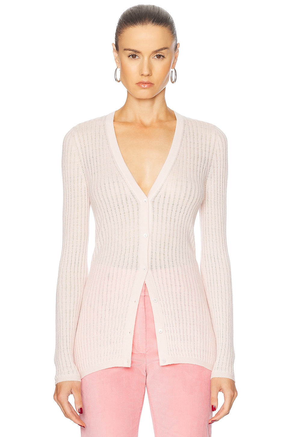 Emma Pointelle Cardigan in Blush