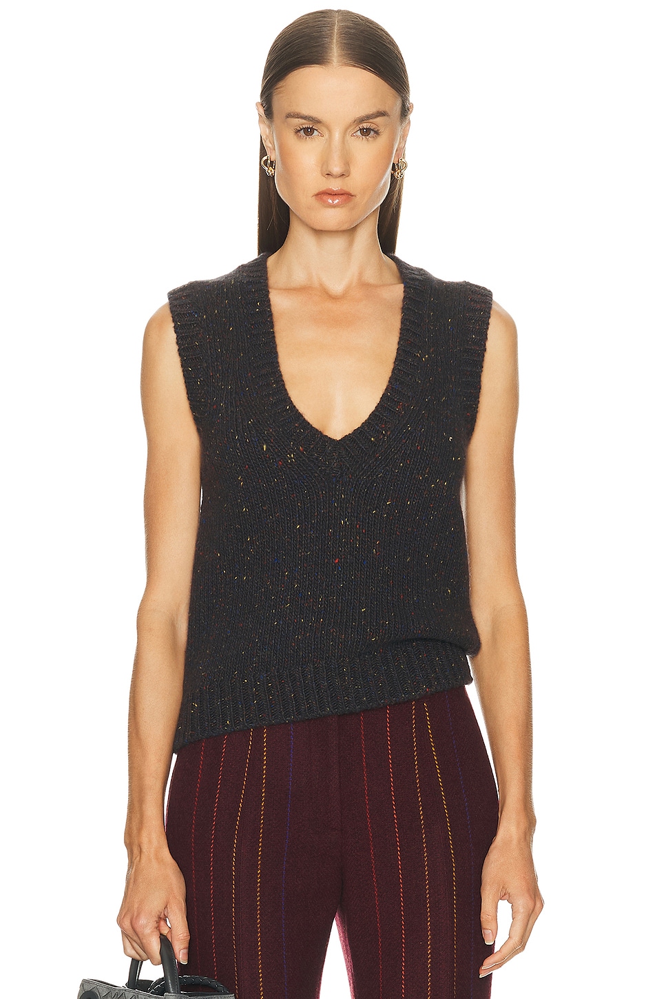 Image 1 of Gabriela Hearst Solomon Sweater Vest in Charcoal Multi