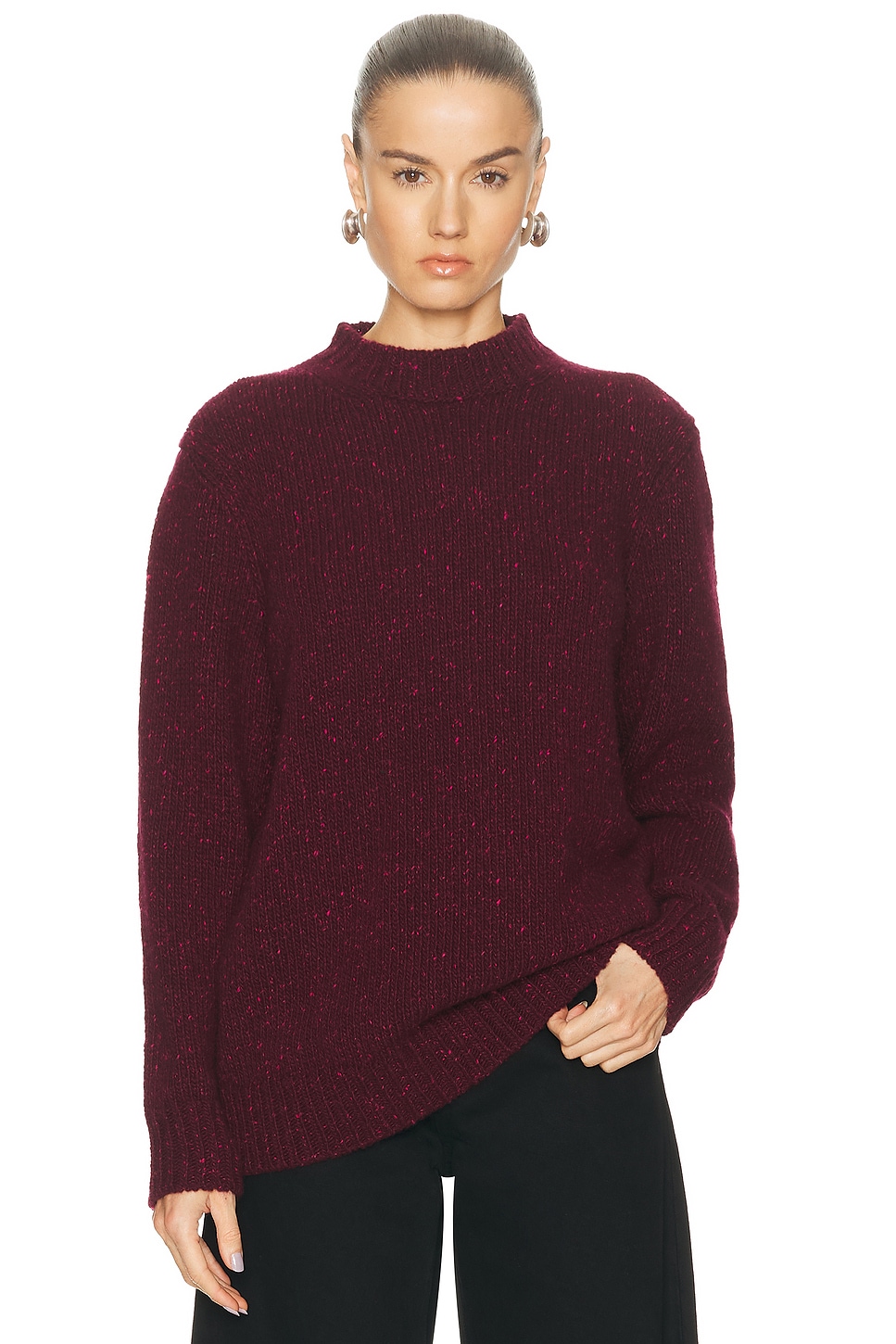 Image 1 of Gabriela Hearst Alfie Sweater in Bordeaux & Fuchsia