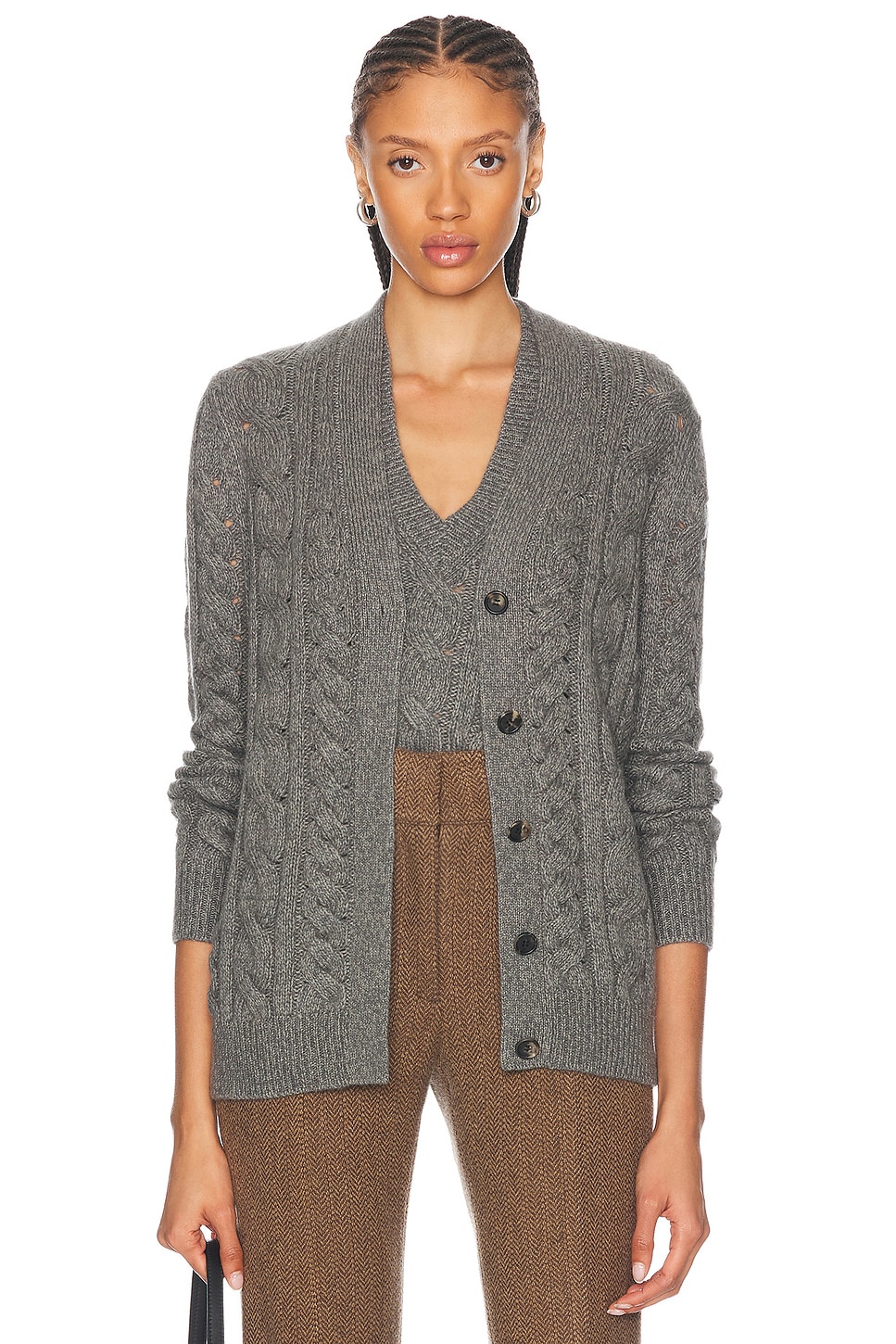 Shop Gabriela Hearst Lord Cardigan In Dark Grey Multi